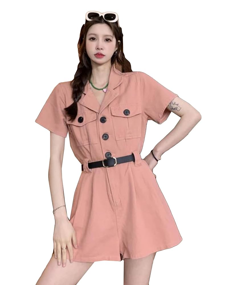 Duo Duo オールインワン　ベージュ　フリーサイズ　半袖　夏服　レディース Duo Duo オールインワン ベージュ フリーサイズ 半袖 夏服